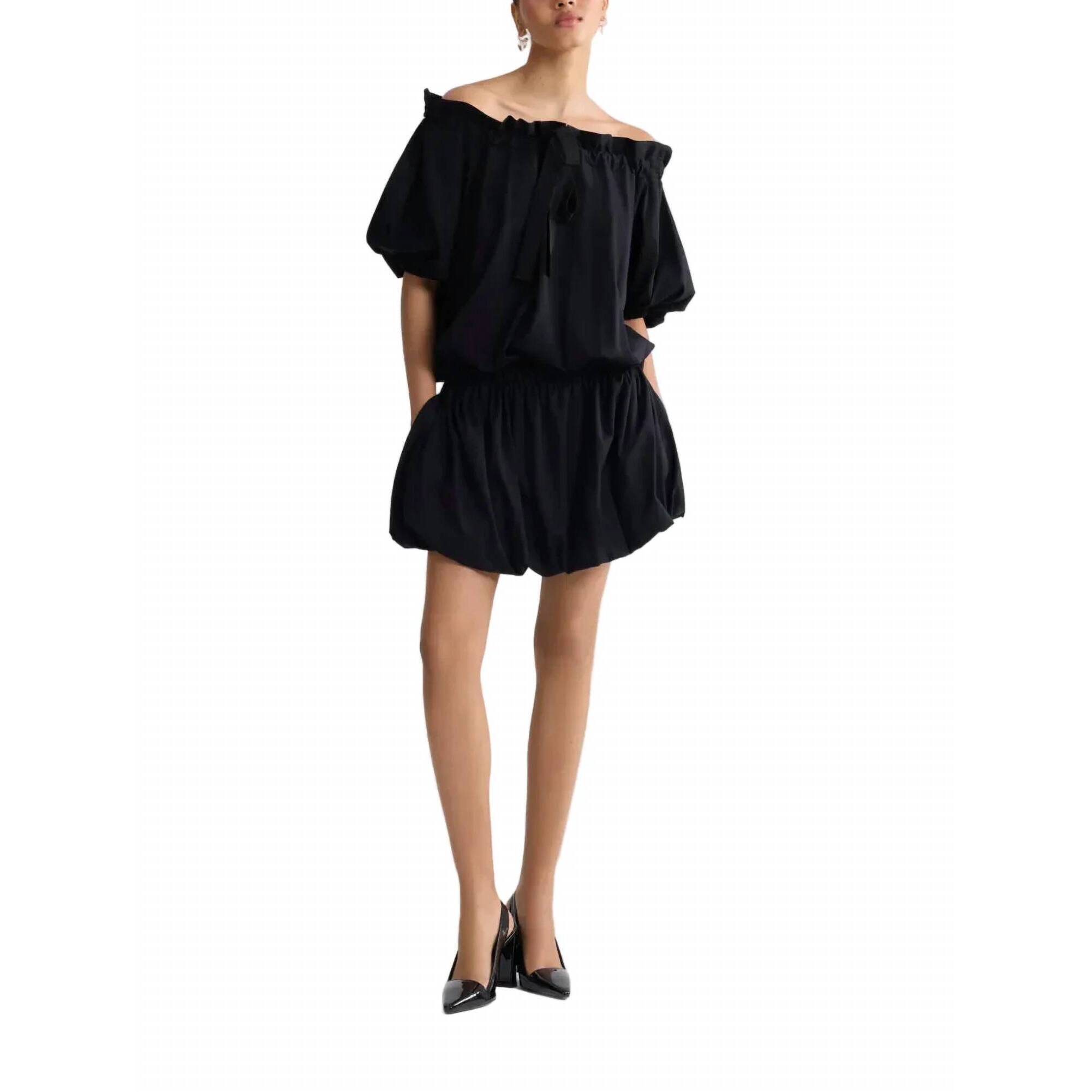 New Patou Versatile Ruffled Tie Dress In Black